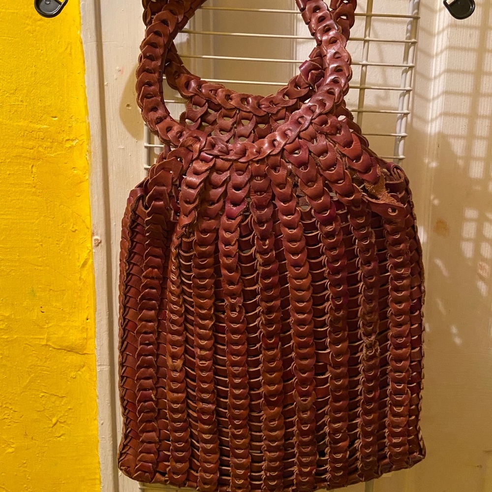 Brown leather handle bag